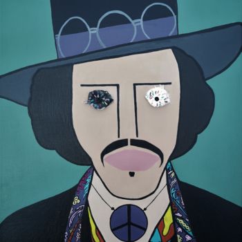 Картина под названием "Jimi Hendrix" - Ben B, Подлинное произведение искусства, Акрил Установлен на Деревянная рама для носи…