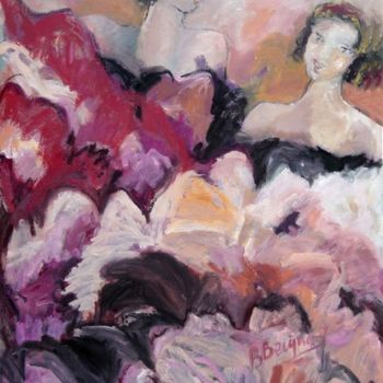 Peinture intitulée "Flamenco fuschia" par Bénédicte Becquart, Œuvre d'art originale, Huile