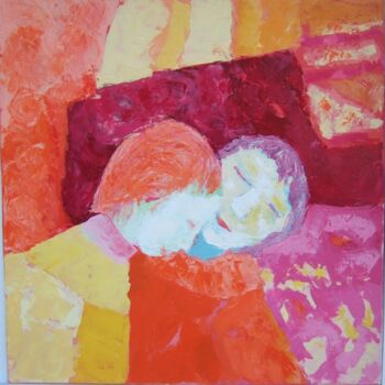 Painting titled "Tendresse" by Bénédicte Becquart, Original Artwork, Acrylic Mounted on Wood Stretcher frame