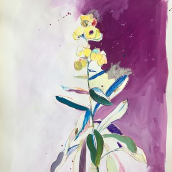 Dessin intitulée "Flower Power 6" par Benedicte Caillat, Œuvre d'art originale, Gouache