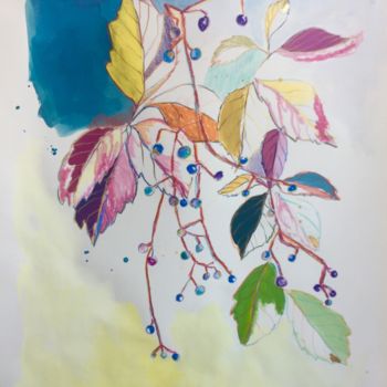 Drawing titled "Flower Power 7" by Benedicte Caillat, Original Artwork, Gouache