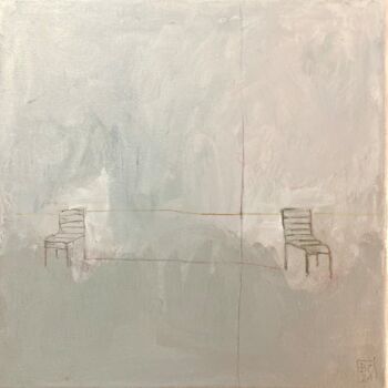 Painting titled "Introspection 5" by Benedicte Caillat, Original Artwork, Acrylic Mounted on Wood Stretcher frame