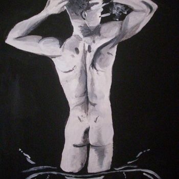 Peinture intitulée "cigarette nu" par Pika, Œuvre d'art originale, Acrylique