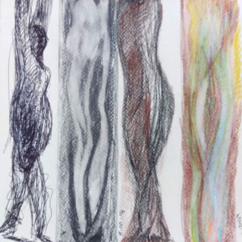 Dessin intitulée "Marques pages femme…" par Bénédicte Mathieu Labrot, Œuvre d'art originale, Crayon