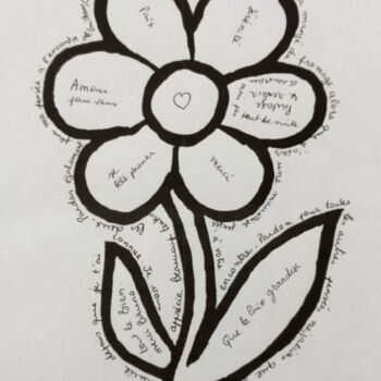 Dessin intitulée "fleur texte béné" par Bénédicte Mathieu Labrot, Œuvre d'art originale, Crayon