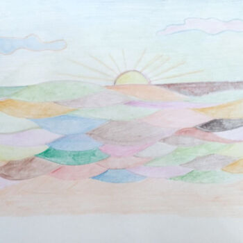 Dessin intitulée "Mer Terre" par Bénédicte Mathieu Labrot, Œuvre d'art originale, Crayon