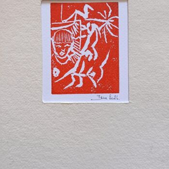 Gravures & estampes intitulée "Ethnic" par Benedicte De Nouel Imbert, Œuvre d'art originale, Linogravures