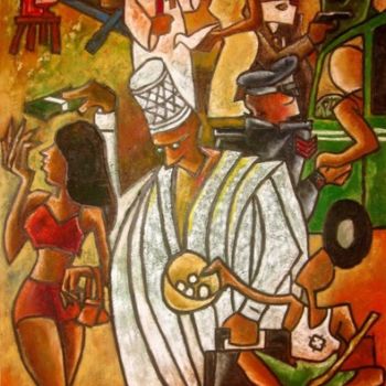 Painting titled "human predicament 2" by Benedict Edet, Original Artwork, Oil