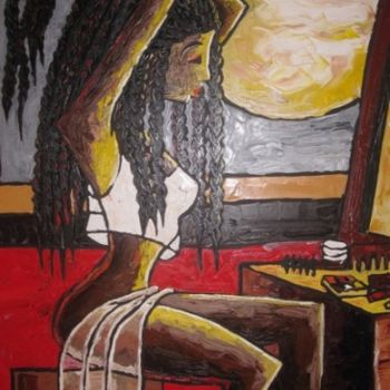 Painting titled "beauty, the mirror…" by Benedict Edet, Original Artwork
