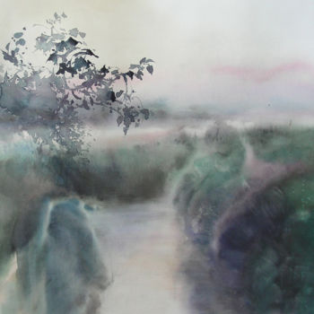 Peinture intitulée "Matin bleu" par Benedicte Stef, Œuvre d'art originale, Aquarelle