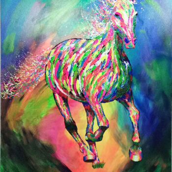 Malerei mit dem Titel "Wild Horses - Confi…" von Benedikt Timmer, Original-Kunstwerk, Acryl