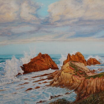 Pintura intitulada "пляж святой воды" por Andrei Iulievich Gerasimov, Obras de arte originais, Óleo