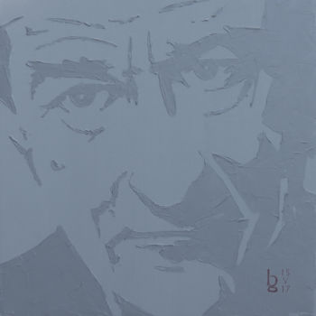 Painting titled "Portrait Monochrome…" by Benjamin Geiser, Original Artwork, Acrylic Mounted on Wood Stretcher frame