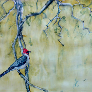 Painting titled "Cardenal en el árbol" by Benilde, Original Artwork