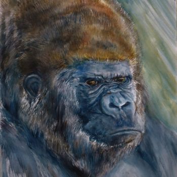 Painting titled "Gorila" by Benilde, Original Artwork, Watercolor