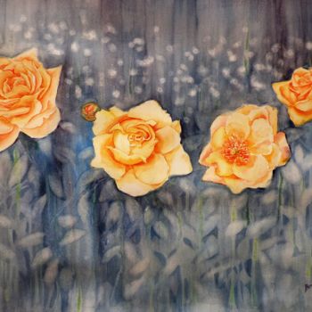 Картина под названием "Rosas Descodificadas" - Benilde, Подлинное произведение искусства, Акварель