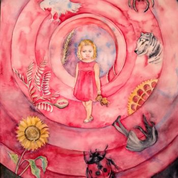 Pintura intitulada "Los Sueños" por Benilde, Obras de arte originais, Aquarela