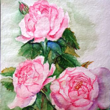 Schilderij getiteld "Las Rosas" door Benilde, Origineel Kunstwerk, Aquarel