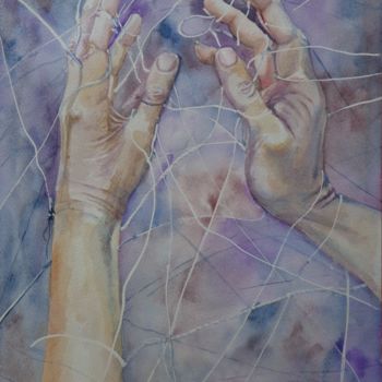 Painting titled "Pensamientos que en…" by Benilde, Original Artwork, Watercolor