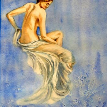 Peinture intitulée "La bañista" par Benilde, Œuvre d'art originale, Aquarelle