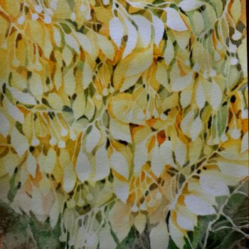Pintura intitulada "De hojas y frutos" por Benilde, Obras de arte originais, Aquarela