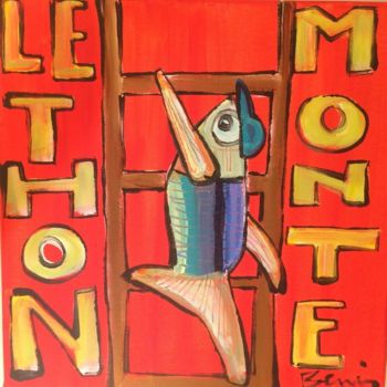 Картина под названием "Le thon monte" - Benis, Подлинное произведение искусства, Акрил