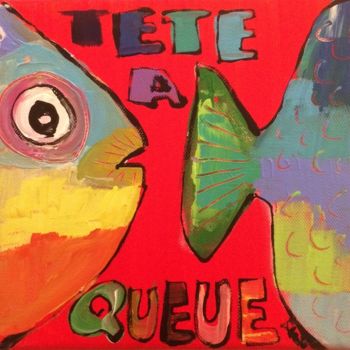 Malerei mit dem Titel "Têtes à queue" von Benis, Original-Kunstwerk, Acryl