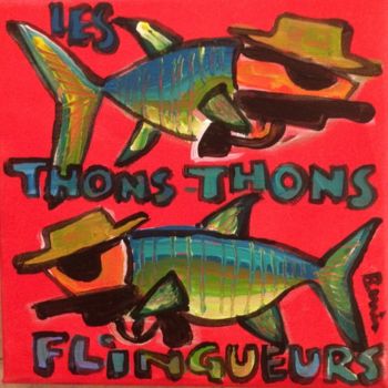 Malerei mit dem Titel "Thonthon flingueurs" von Benis, Original-Kunstwerk, Acryl