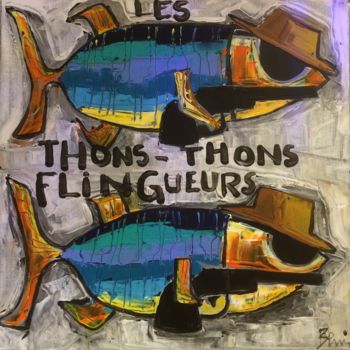 Painting titled "Les Thons Thons fli…" by Benis, Original Artwork, Acrylic