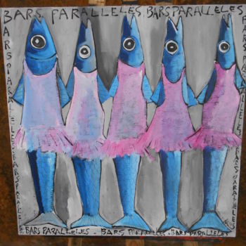 Картина под названием "Bars paralleles" - Benis, Подлинное произведение искусства, Акрил