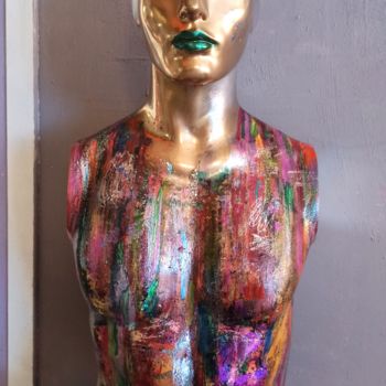 Sculpture titled "Man on metallic" by Maria Figueras (Kogollika), Original Artwork, Plastic