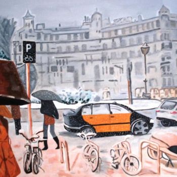 Картина под названием "Barcelona nevada" - Camelia, Подлинное произведение искусства