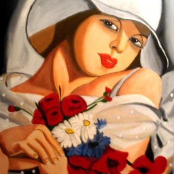 Картина под названием "Tamara Mujer morena" - Camelia, Подлинное произведение искусства, Масло