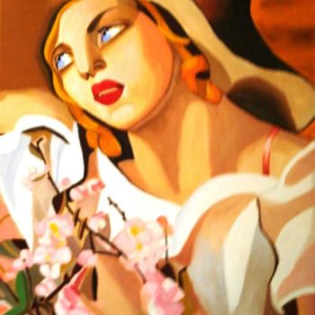 Painting titled "Tamara Mujer rubia" by Camelia, Original Artwork, Oil