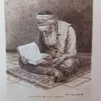 Impressões e gravuras intitulada "L'uomo che legge il…" por Benito Lizza, Obras de arte originais, Água forte