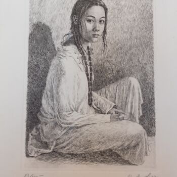 Painting titled "ritratto di donna i…" by Benito Lizza, Original Artwork, Etching