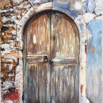 Картина под названием "Porte à Oppède" - Benja, Подлинное произведение искусства, Акрил Установлен на Деревянная рама для но…