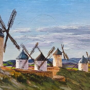 Peinture intitulée "Spanish Windmills" par Benjamin Kelley, Œuvre d'art originale, Huile