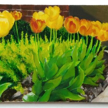 Peinture intitulée "Tulips in Sun" par Benjamin Kelley, Œuvre d'art originale, Huile