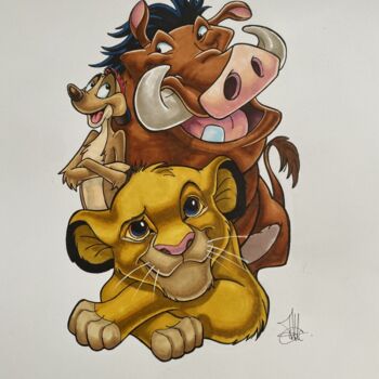 Dessin intitulée "le roi lion" par Benjamin Lavoyer, Œuvre d'art originale, Marqueur