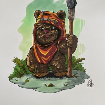 Dessin intitulée "ewok" par Benjamin Lavoyer, Œuvre d'art originale, Marqueur