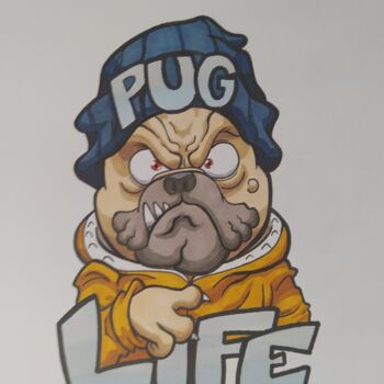 Dessin intitulée "pug life" par Benjamin Lavoyer, Œuvre d'art originale, Marqueur