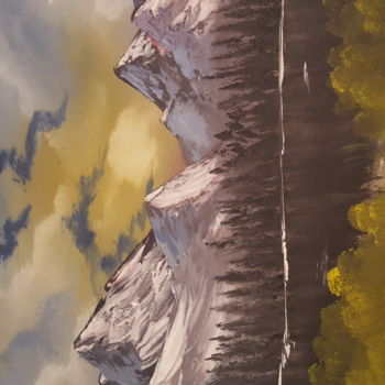 Peinture intitulée "Montagnes des Alpes" par Benjamin Meunier, Œuvre d'art originale, Huile