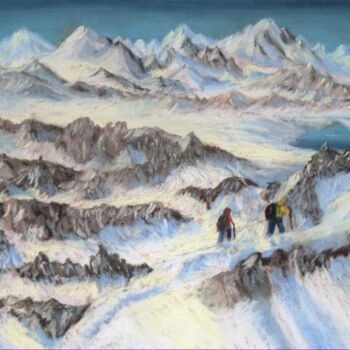 Peinture intitulée "haute-montagne" par Benjamin Petit, Œuvre d'art originale, Pastel