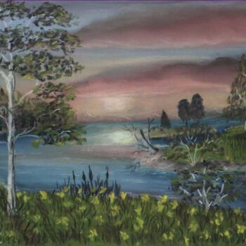 Peinture intitulée "Lac" par Benjamin Petit, Œuvre d'art originale, Pastel