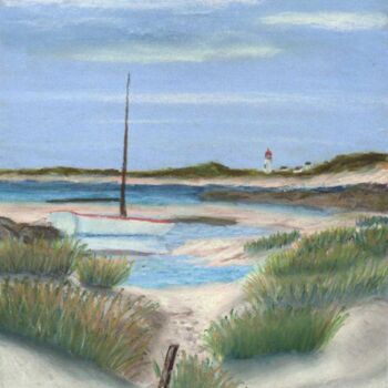 Painting titled "plage-1" by Benjamin Petit, Original Artwork, Pastel