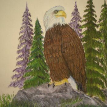 Painting titled "aigle" by Benjamin Petit, Original Artwork, Pastel