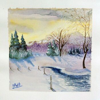 Peinture intitulée "Neige jaune" par Benjamin Petit, Œuvre d'art originale, Aquarelle