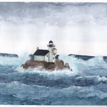 绘画 标题为“phare Tévennec” 由Benjamin Petit, 原创艺术品, 水彩