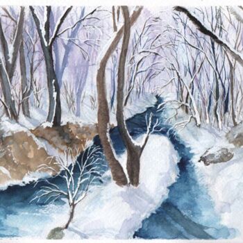 "Eau neige et forêt" başlıklı Tablo Benjamin Petit tarafından, Orijinal sanat, Suluboya